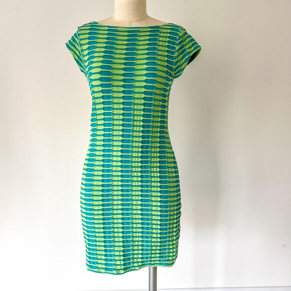 Catherine Malandrino Dresses & Skirts - Y2K Catherine Malandrino size S Striped Knit Dress Green Blue BodyCon Textured